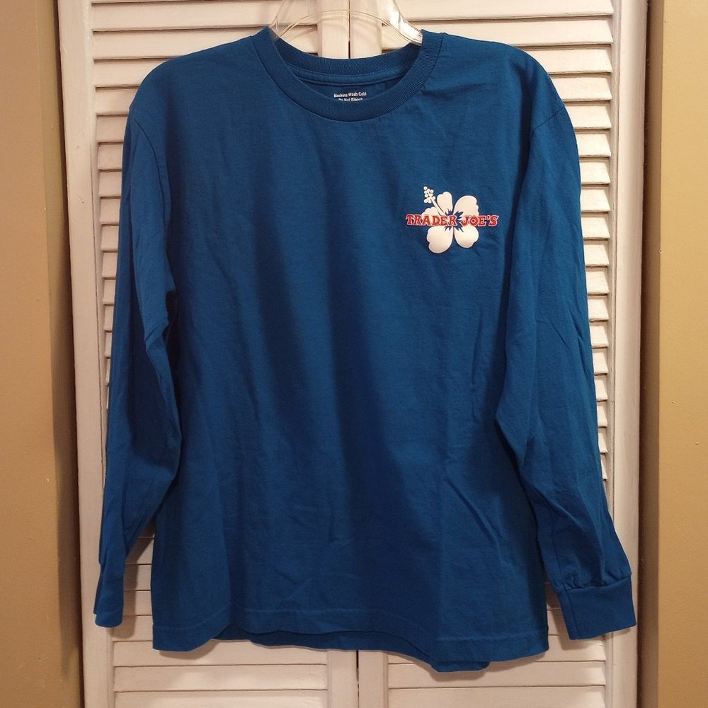 NWOT Trader Joe's Long-Sleeve Blue Shirt, Unisex, Size M